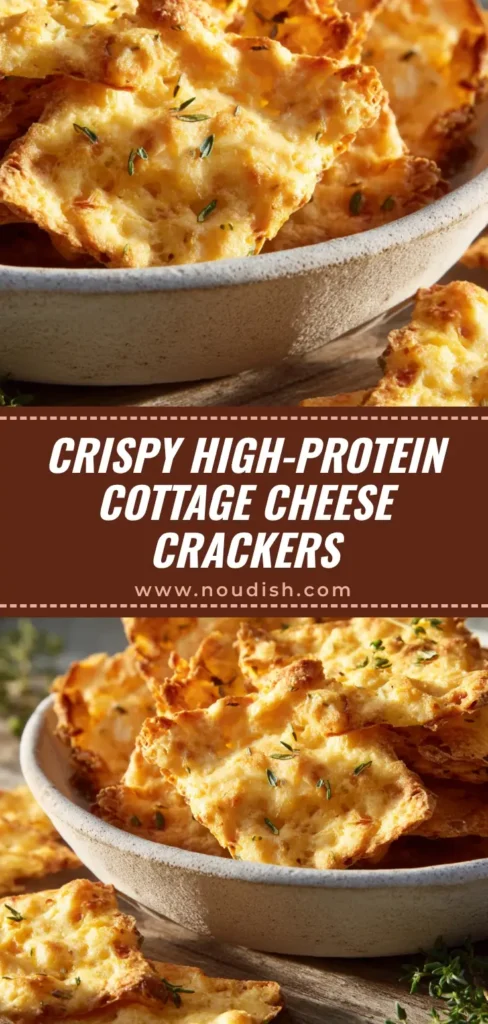 Cottage Cheese Crackers: The Ultimate Keto & High-Protein Snack 3 A close-up shot of golden-brown, crispy cottage cheese crackers arranged artfully on a rustic surface. These high-protein, keto crackers are the perfect healthy snack.