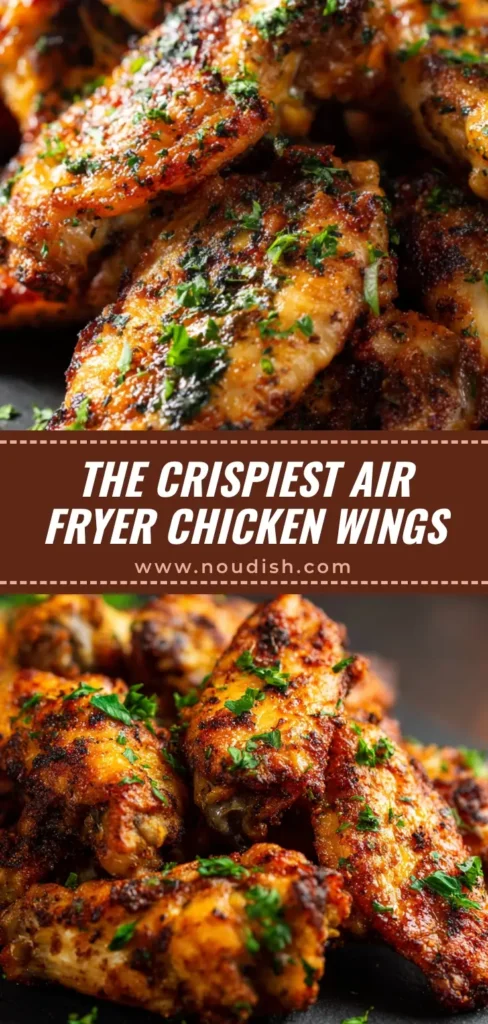 Air Fryer Chicken Wings: The Ultimate Crispy Recipe 3 A heaping plate of crispy air fryer chicken wings tossed in buffalo sauce, ready to be eaten. The wings are golden brown and perfectly cooked.