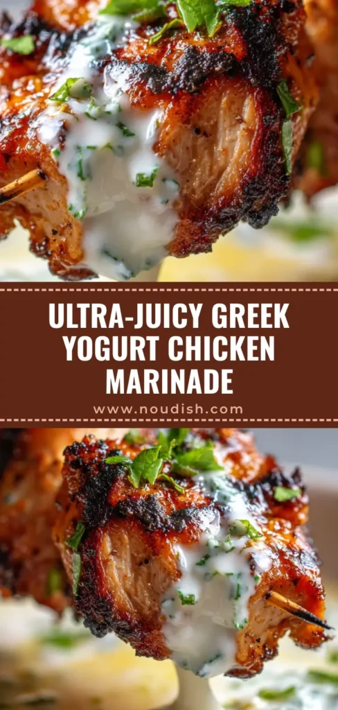 Greek Chicken Marinade: The Secret to Juicy, Charred Mediterranean Skewers 4 A stack of juicy Greek chicken skewers with charred edges and fresh oregano leaves. (Greek Chicken Marinade)