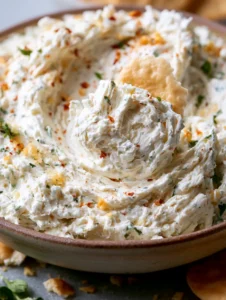 Extreme macro close-up of Cowboy Cream Cheese in a rustic bowl showing glossy whipped texture and fine green herb flecks.