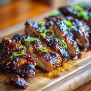 Extreme macro close-up of Hawaiian Teriyaki Chicken showing the fibrous texture of succulent meat and a bubbling mahogany glaze.