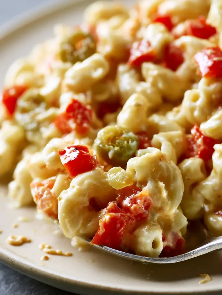 Guy Fieri Macaroni Salad: The Ultimate Mac Daddi Roni Recipe 1 Macro photography of creamy garlicky mayo mustard dressing on elbow macaroni in a Guy Fieri Macaroni Salad.