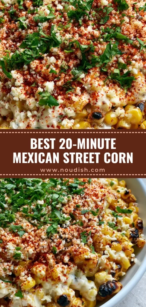Mexican Street Corn Recipe: The Ultimate Creamy and Charred Esquites 4 A close-up vertical shot of the Mexican Street Corn Recipe served in a white bowl with charred kernels and cotija cheese.