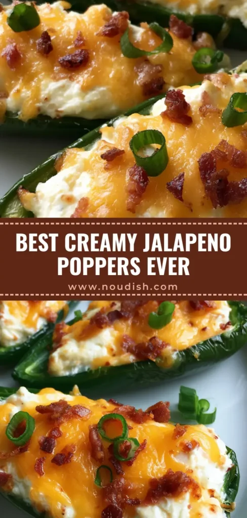 Easy Creamy Jalapeño Poppers (The Ultimate Crispy & Bubbly Recipe) 4 A close-up vertical shot of Easy Creamy Jalapeño Poppers with bubbly cheddar and crispy bacon on a white plate.