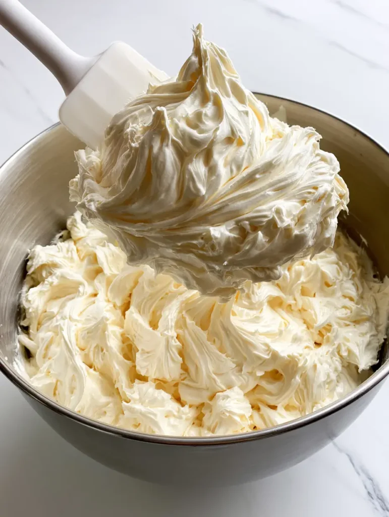 Italian Meringue Buttercream: The Ultimate Silky & Stable Frosting 2 Close-up of thick, glossy Italian Meringue Buttercream in a stainless steel bowl with an aerated texture. (Italian Meringue Buttercream)