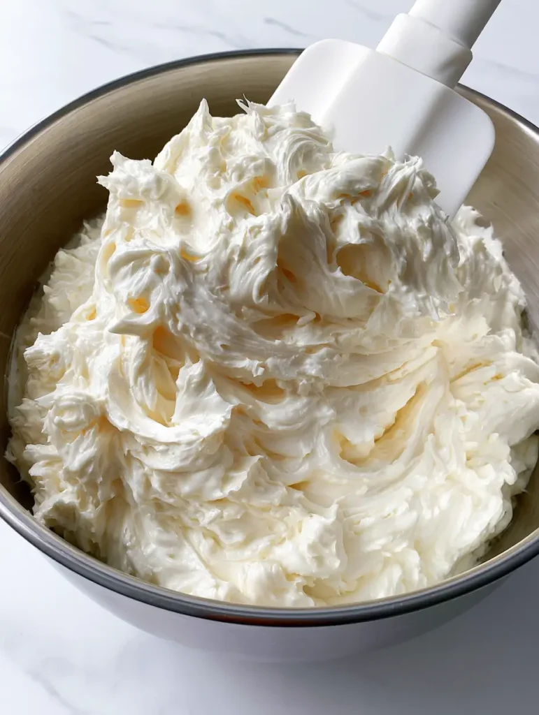 Italian Meringue Buttercream: The Ultimate Silky & Stable Frosting 1 High-angle shot of a white silicone spatula lifting a luscious swirl of pale ivory buttercream from a marble countertop.