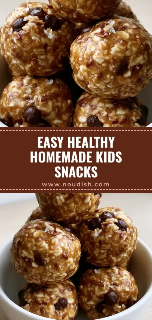 Homemade Snacks for Kids: Easy No-Bake Peanut Butter Energy Bites 3 A stack of round no-bake energy bites in a white bowl, perfect Homemade Snacks for Kids.