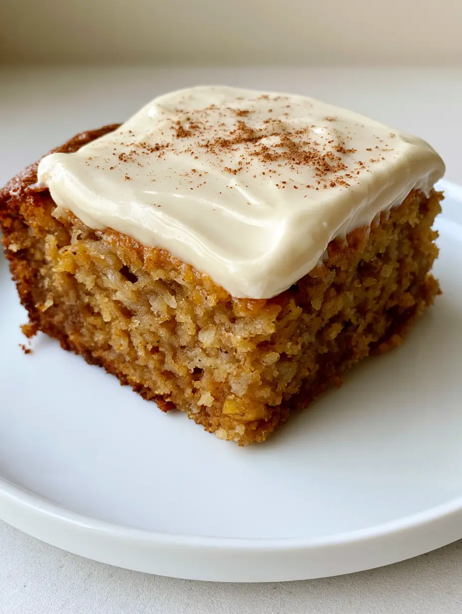 Banana Bread Brownies with Thick Cream Cheese Frosting 3 A hand holding a thick square-cut Banana Bread Brownie displaying a dense golden banana cake base, moist crumb, and thick opaque white frosting layer.