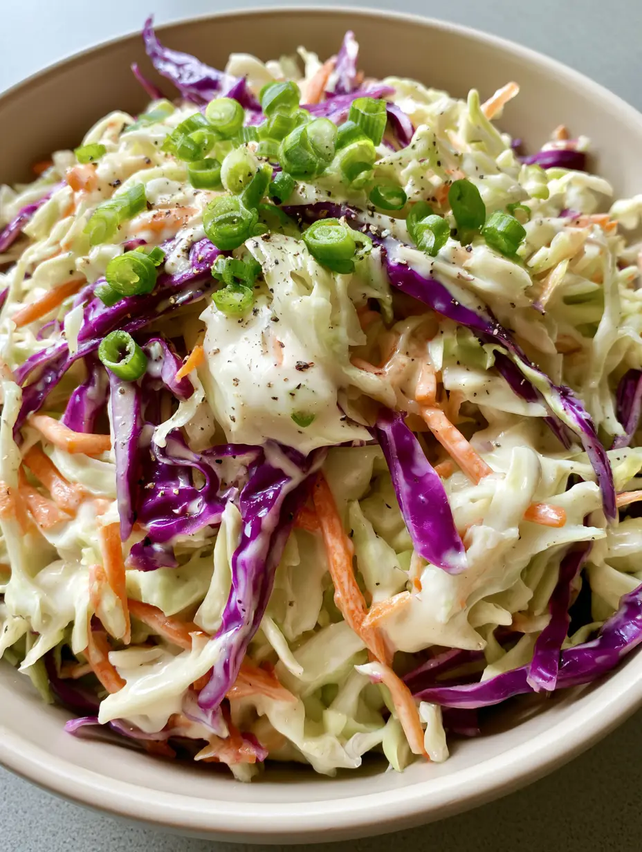 Homemade Coleslaw Recipe: The Ultimate Creamy and Crunchy Side Dish 3 A close-up, slightly angled view of a light-colored bowl filled with fresh Homemade Coleslaw Recipe with glossy dressing. (Homemade Coleslaw Recipe)