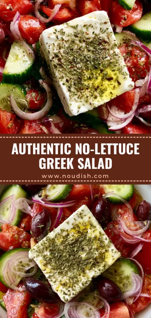 Authentic Greek Salad (Traditional Horiatiki Recipe) 4 A rustic bowl of Authentic Greek Salad featuring a solid block of feta and whole Kalamata olives on a neutral linen background.