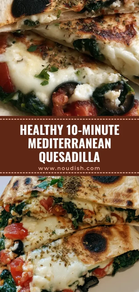 A handheld smartphone photo of a Mediterranean Quesadilla Recipe sliced into wedges on a white plate, showing melted cheese, spinach, and charred spots.