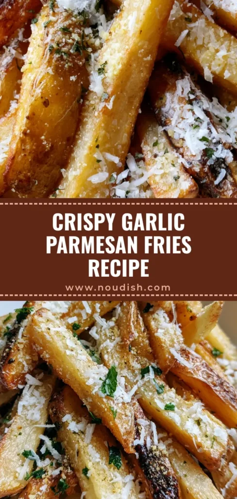 Garlic Parmesan Fries: The Ultimate Crispy Deep-Fried Recipe 3 A towering heap of crispy Garlic Parmesan Fries in a white bowl, featuring blistered textures, melted cheese, and green parsley flakes.