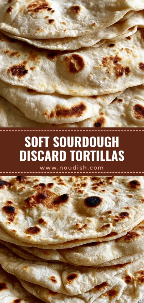 Sourdough Discard Tortillas: The Ultimate Flexible Homemade Flatbread 4 A stack of flexible Sourdough Discard Tortillas with golden-brown char marks and flour dusting on a linen towel.