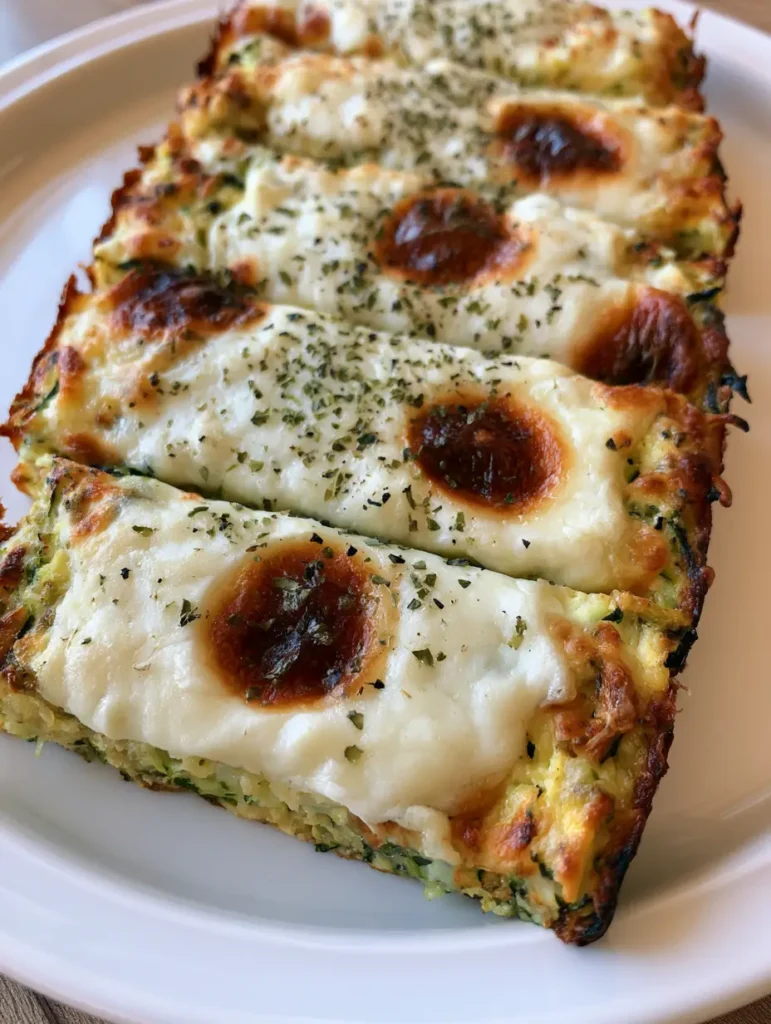 Cheesy Zucchini Breadsticks: The Ultimate Low-Carb Crispy Appetizer 2 Close up of handheld cheesy zucchini breadsticks with caramelized edges and oregano flakes.