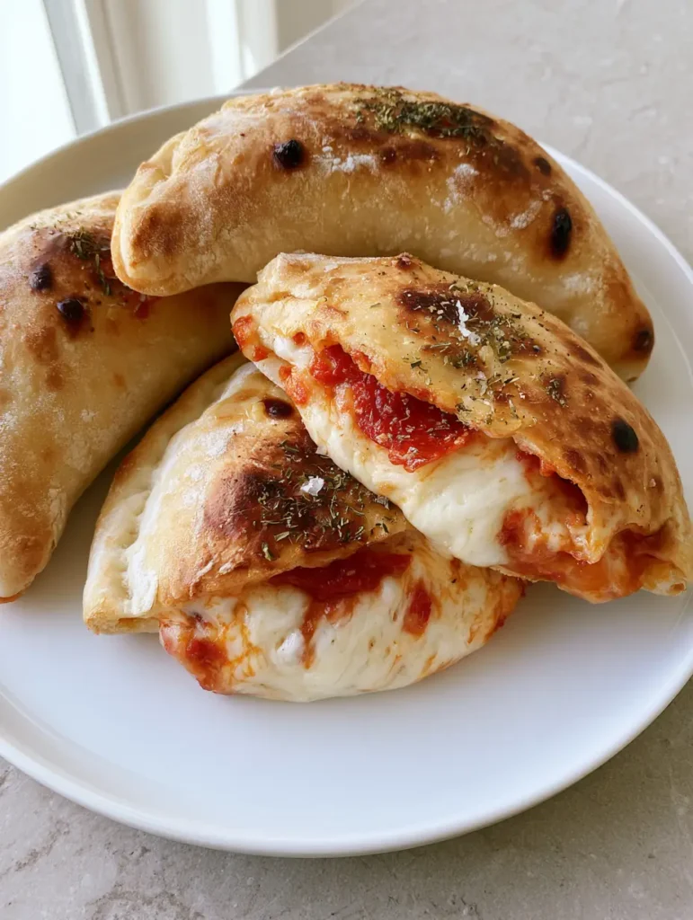 Homemade Pizza Pockets: The Ultimate Golden Garlic Butter Recipe 1 One Homemade Pizza Pocket sliced open to reveal a thick, molten mozzarella and pepperoni center. (Homemade Pizza Pockets)