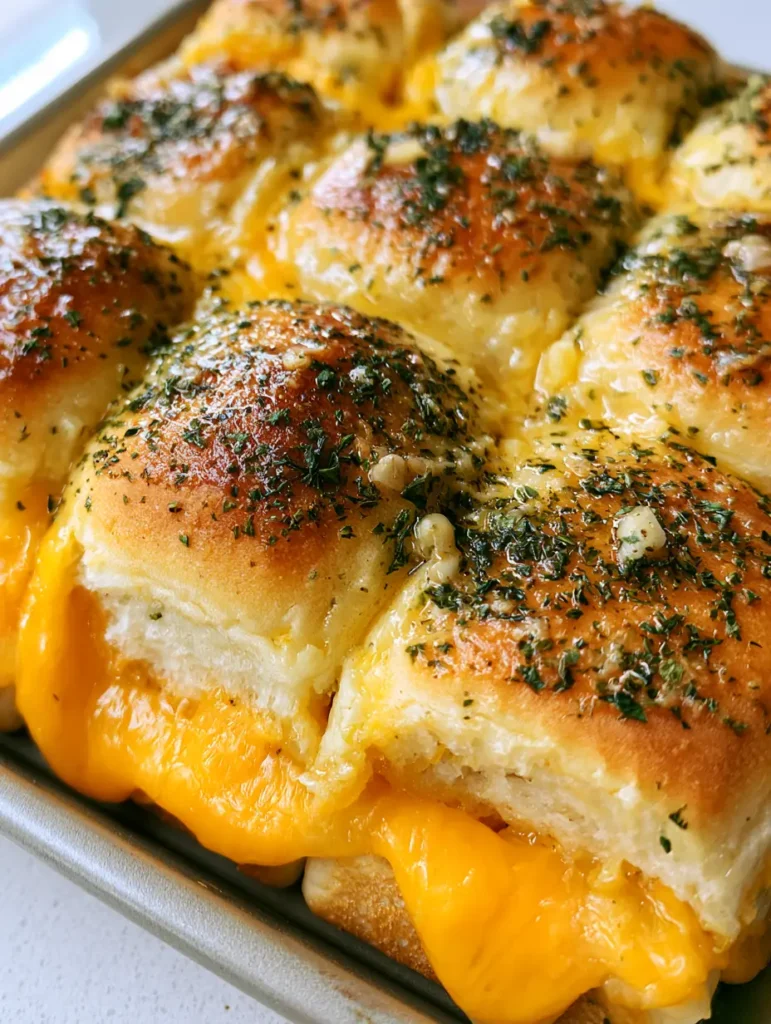 A grid of 12 Hawaiian Roll Grilled Cheese Sliders freshly baked with garlic herb butter on a kitchen counter.