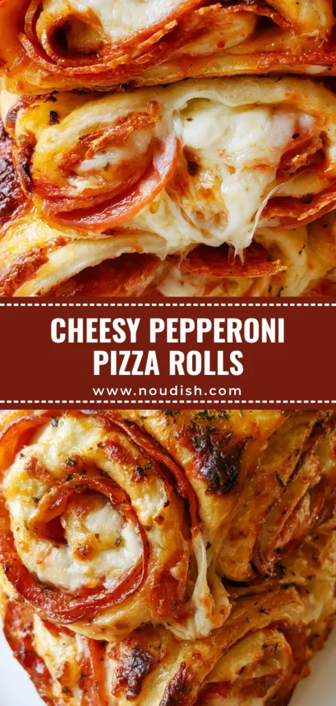 A stack of golden brown Pepperoni Pizza Roll Breadsticks on a white plate with visible cheese pulls and pepperoni spirals.