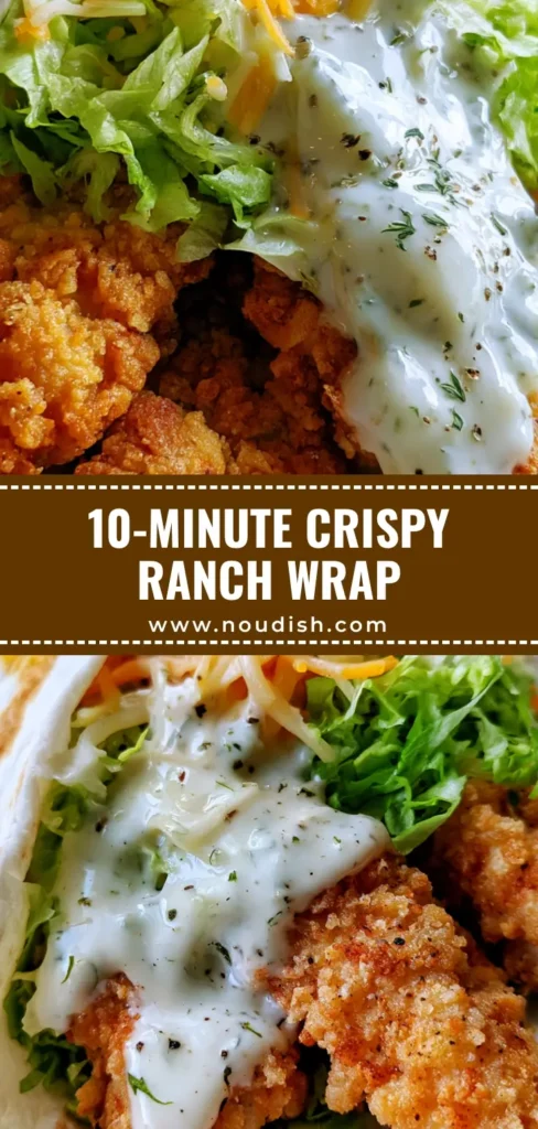 Crispy Chicken Ranch Snack Wrap: The Ultimate Quick Dinner Guide 4 A close-up vertical shot of a Crispy Chicken Ranch Snack Wrap with golden breaded chicken, shredded lettuce, and creamy ranch dressing.
