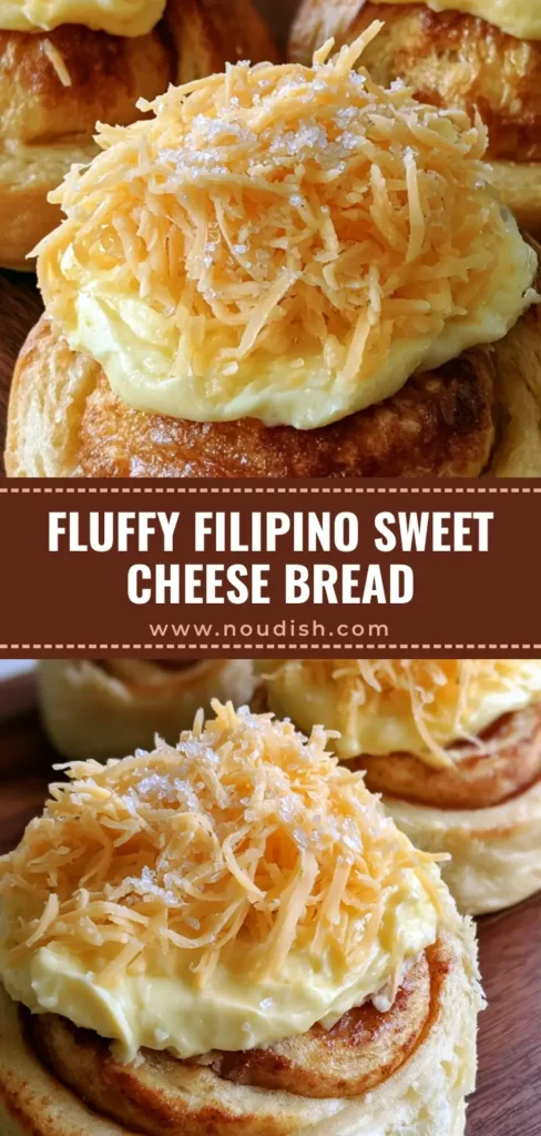 Filipino Ensaymada Recipe: The Ultimate Fluffy and Cheesy Brioche 4 A close-up vertical shot of three coiled Filipino Ensaymada buns topped with thick butter cream, a heavy mound of shredded cheddar cheese, and sugar crystals. (Filipino Ensaymada Recipe)