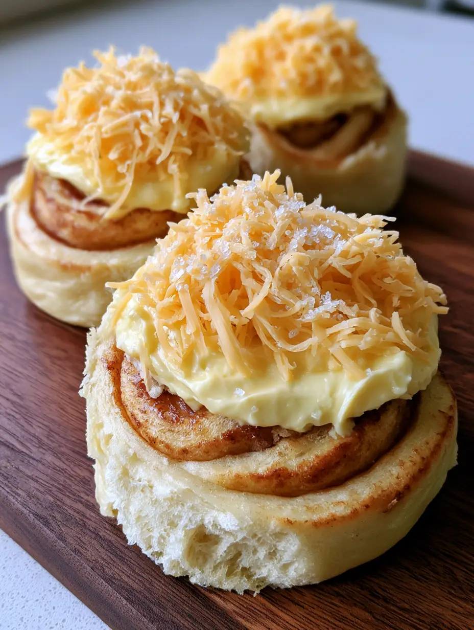 Filipino Ensaymada Recipe: The Ultimate Fluffy and Cheesy Brioche 3 Handheld smartphone photo of three golden-brown spiral Ensaymada rolls on a dark wooden board. (Filipino Ensaymada Recipe)