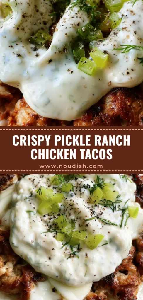 Dill Pickle Ranch Smash Chicken Tacos: The Ultimate Crispy Handheld 4 A handheld smartphone photo of a Dill Pickle Ranch Smash Chicken Taco with crispy seared ground chicken, melted Monterey Jack, ranch drizzle, and fresh dill over a grey countertop.